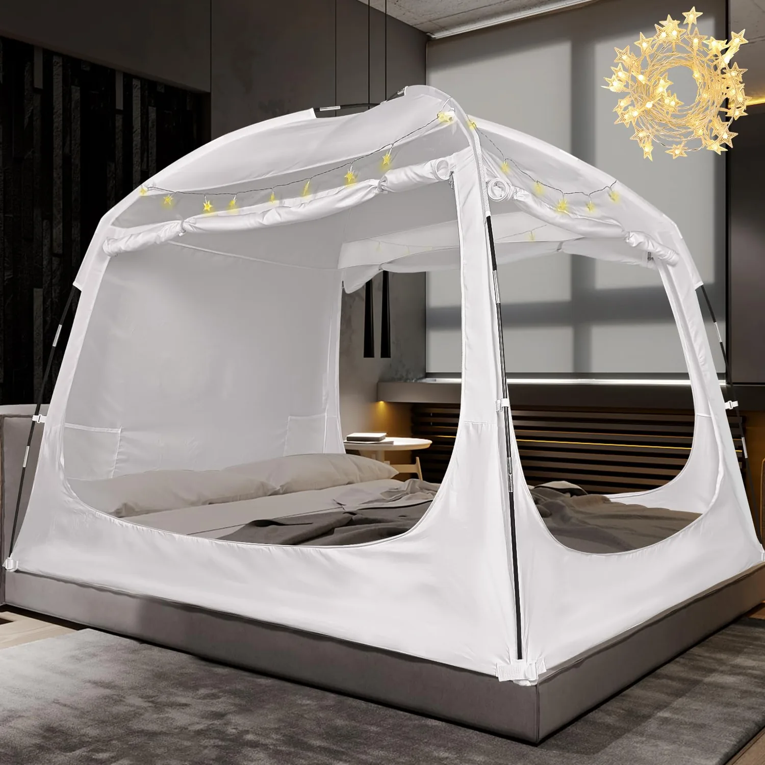 Twin Bed Tent Bed Canopy for Adult and Kids Blackout 80% Indoor Sleep Tents